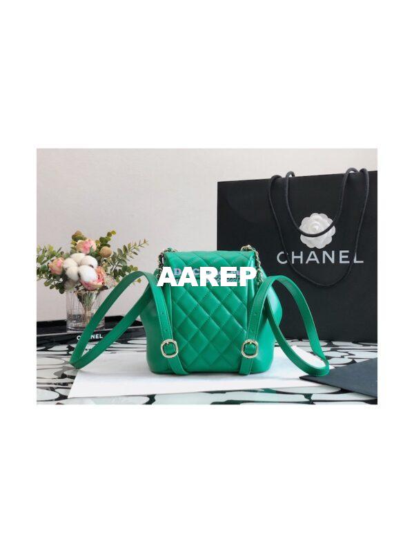 Replica Chanel 22SS Mini Duma Backpack in Lambskin AS2908 Green 7
