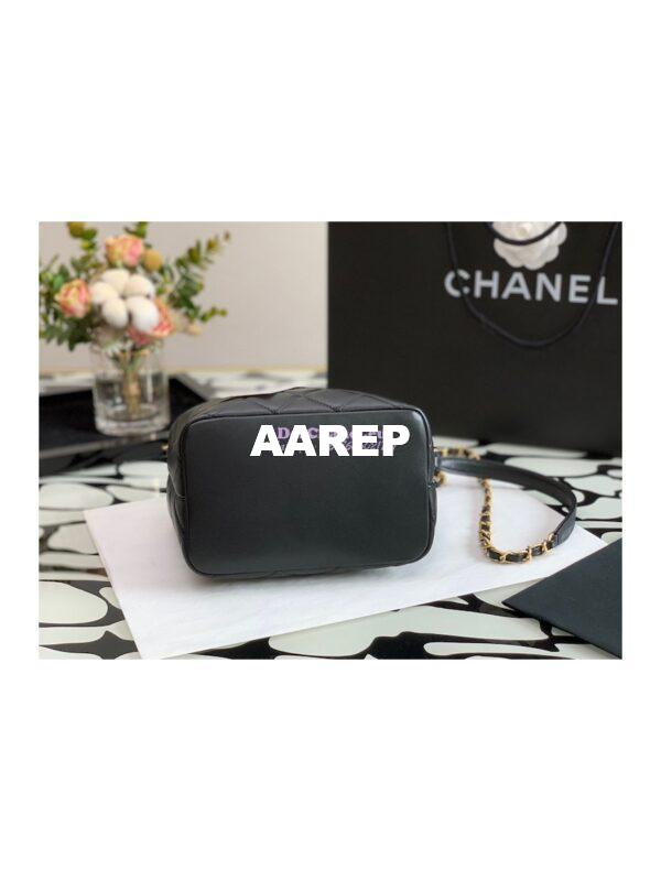 Replica Chanel Diamanté Logo Small Hobo Bag in Lambskin AS3242 Black 8