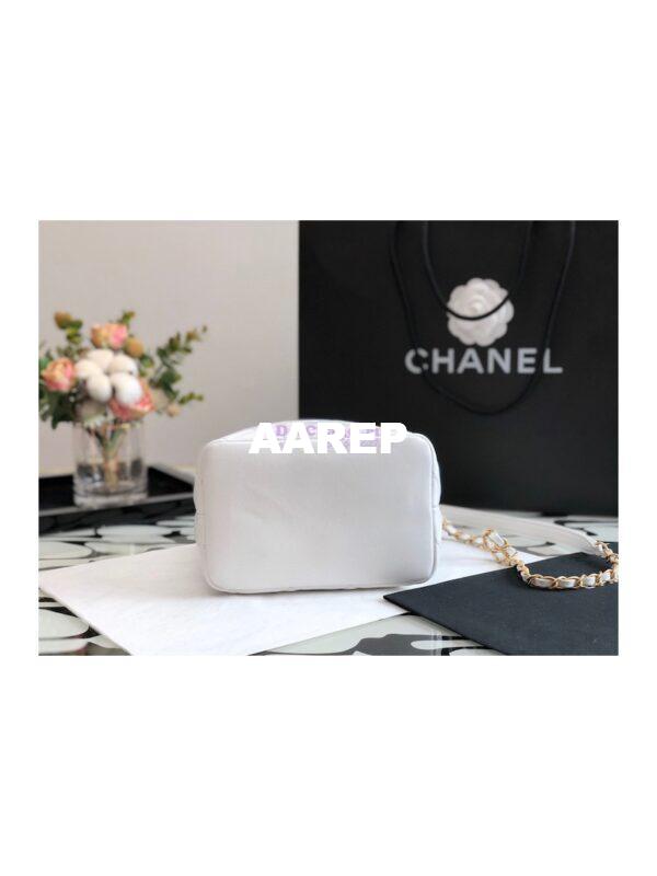 Replica Chanel Diamanté Logo Small Hobo Bag in Lambskin AS3242 White 9