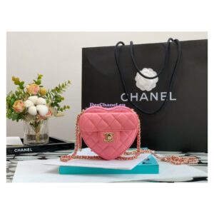 Replica Chanel Heart Clutch With Chain AP2784 Lambskin Coral Pink