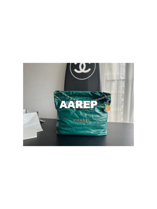 Replica Chanel 22 Handbag Shiny Calfskin AS3260 AS3261 Green 3