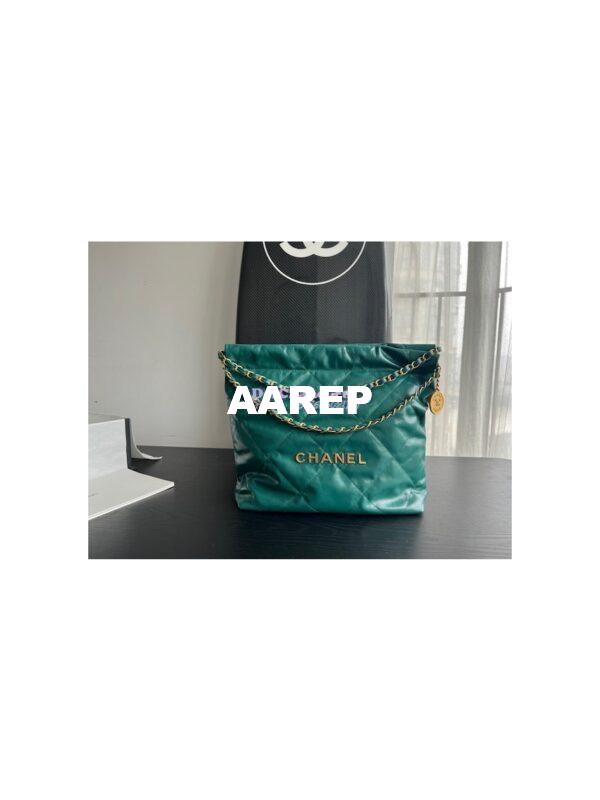 Replica Chanel 22 Handbag Shiny Calfskin AS3260 AS3261 Green 11