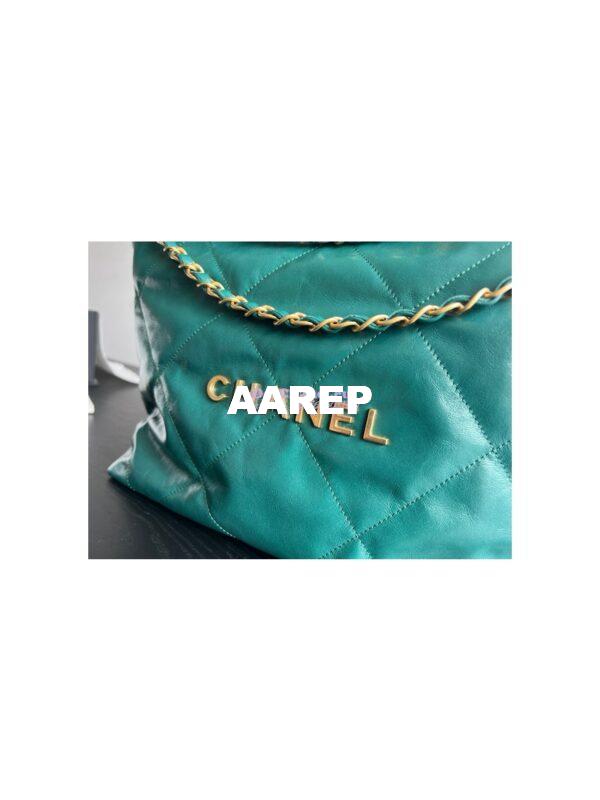 Replica Chanel 22 Handbag Shiny Calfskin AS3260 AS3261 Green 12
