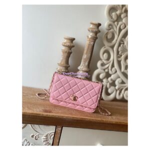 Replica Chanel 22SS SLG Wallet On Chain in Lambskin A80982 Pink
