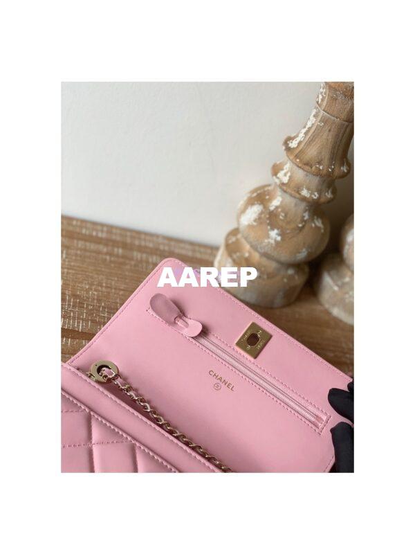 Replica Chanel 22SS SLG Wallet On Chain in Lambskin A80982 Pink 8