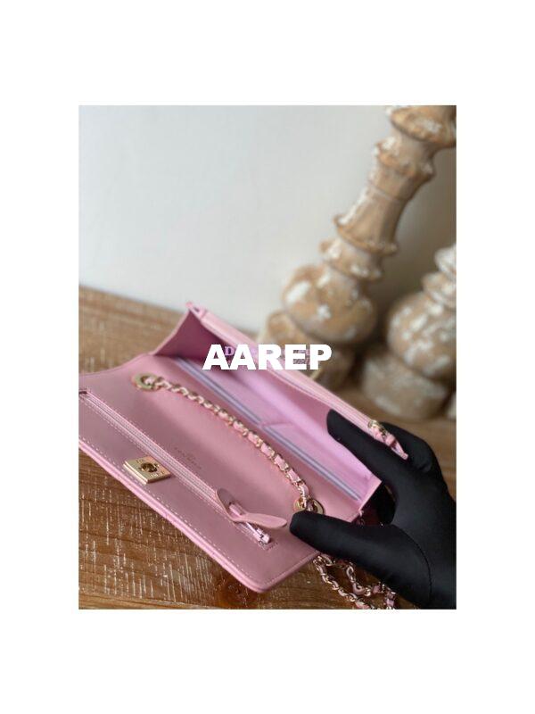 Replica Chanel 22SS SLG Wallet On Chain in Lambskin A80982 Pink 9