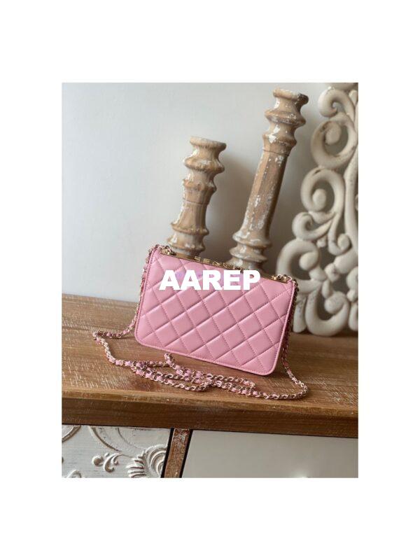 Replica Chanel 22SS SLG Wallet On Chain in Lambskin A80982 Pink 10