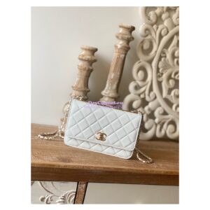 Replica Chanel 22SS SLG Wallet On Chain in Lambskin A80982 White