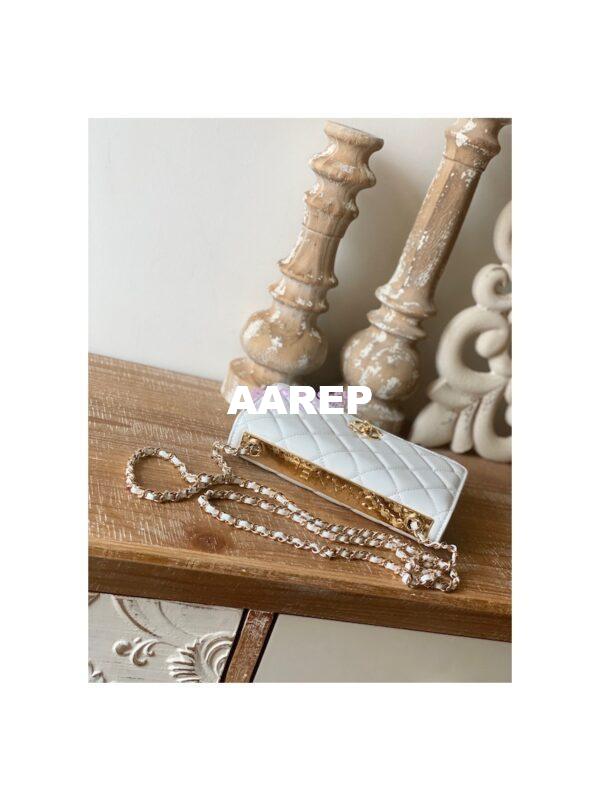 Replica Chanel 22SS SLG Wallet On Chain in Lambskin A80982 White 3