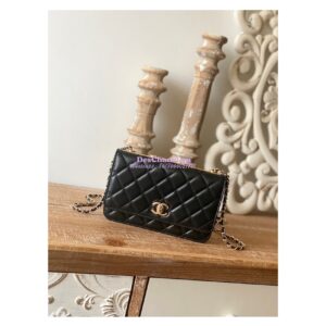 Replica Chanel 22SS SLG Wallet On Chain in Lambskin A80982 Black 2