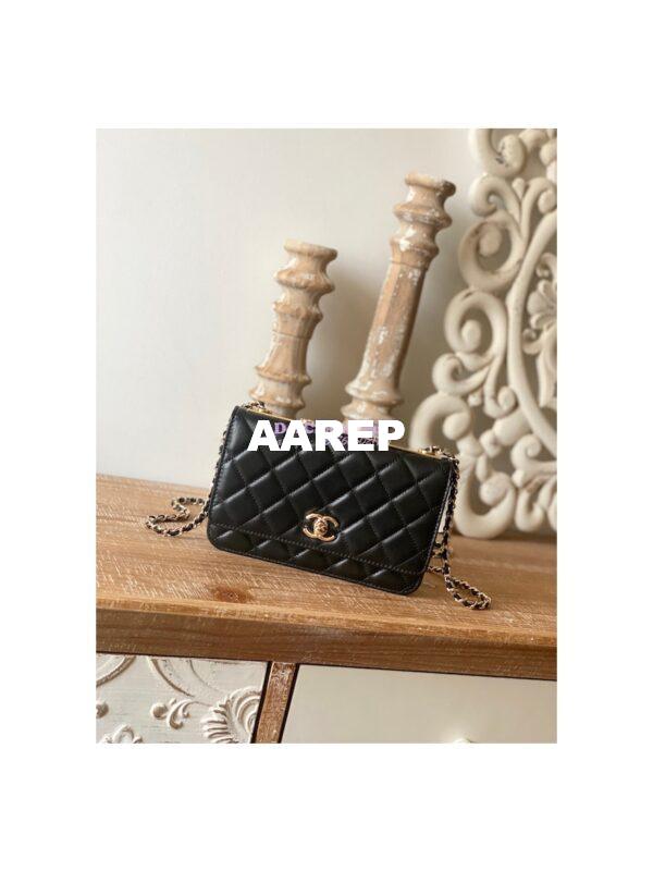 Replica Chanel 22SS SLG Wallet On Chain in Lambskin A80982 Black 2