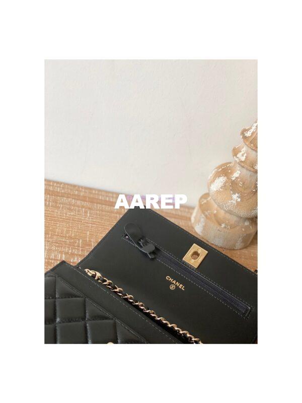 Replica Chanel 22SS SLG Wallet On Chain in Lambskin A80982 Black 7