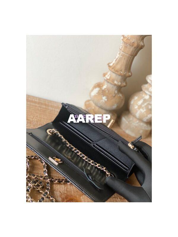 Replica Chanel 22SS SLG Wallet On Chain in Lambskin A80982 Black 8