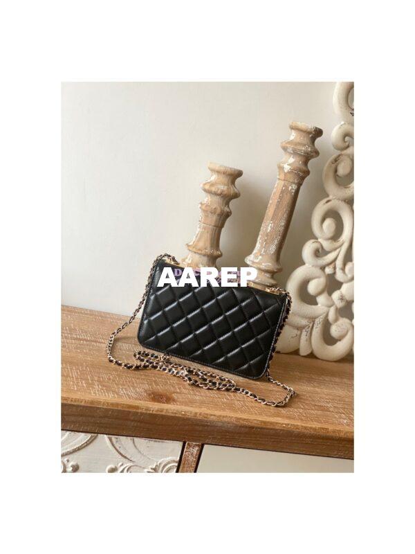 Replica Chanel 22SS SLG Wallet On Chain in Lambskin A80982 Black 9