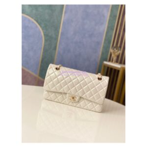 Replica Chanel Medium Classic Double Flap Bag in Iridescent Lambskin Light Beige