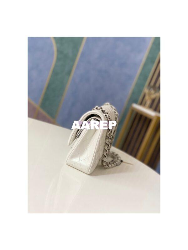 Replica Chanel Medium Classic Double Flap Bag in Iridescent Lambskin Light Beige 13