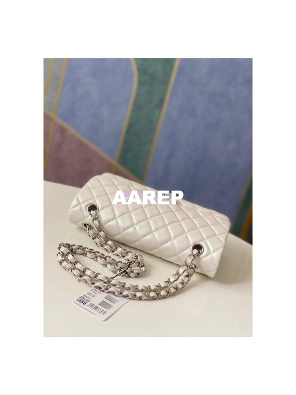 Replica Chanel Medium Classic Double Flap Bag in Iridescent Lambskin Light Beige 15