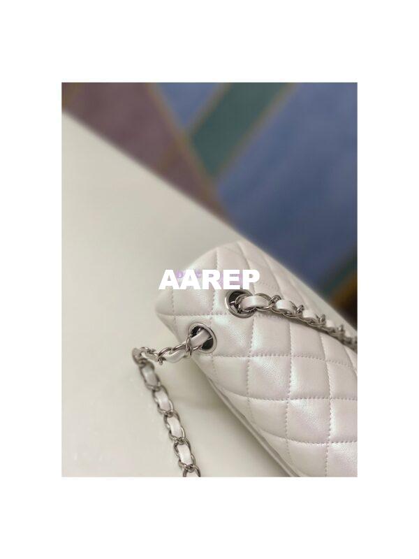 Replica Chanel Medium Classic Double Flap Bag in Iridescent Lambskin Light Beige 16