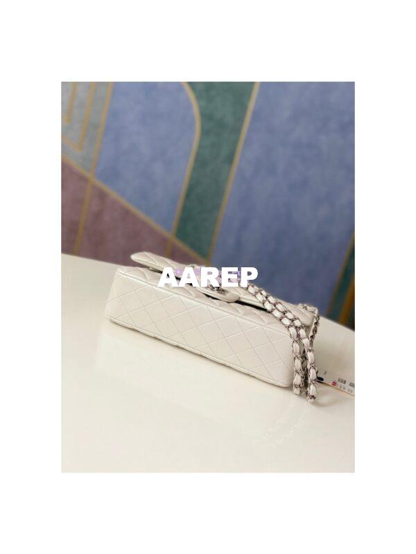 Replica Chanel Medium Classic Double Flap Bag in Iridescent Lambskin Light Beige 17