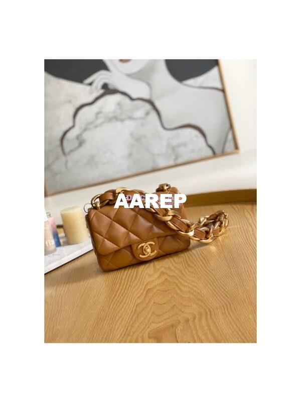 Replica Chanel Mini/ Small Flap Lambskin Bag AS3213 AS3214 Caramel 4