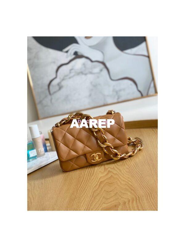 Replica Chanel Mini/ Small Flap Lambskin Bag AS3213 AS3214 Caramel 11