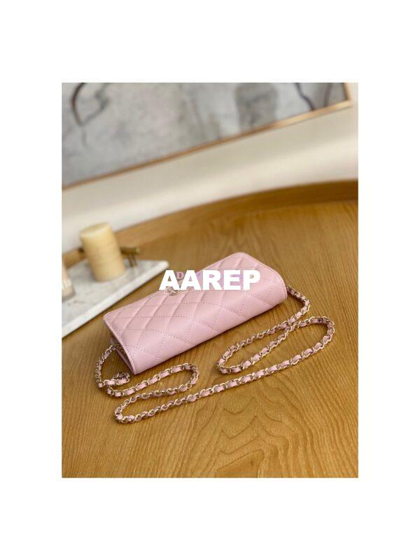 Replica Chanel Caviar Quilted Crystal CC Wallet On Chain WOC AP81201 Light Pink 6