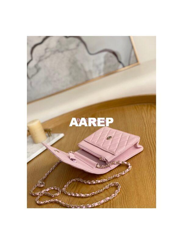 Replica Chanel Caviar Quilted Crystal CC Wallet On Chain WOC AP81201 Light Pink 8