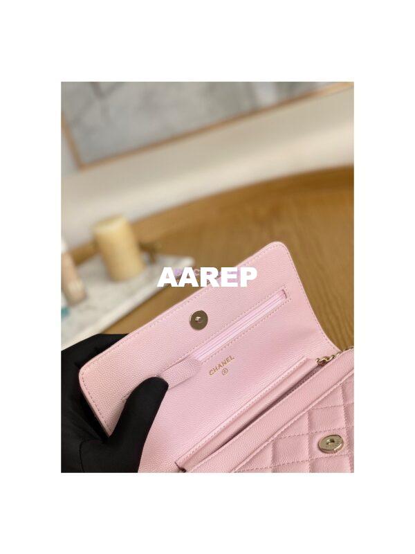 Replica Chanel Caviar Quilted Crystal CC Wallet On Chain WOC AP81201 Light Pink 9
