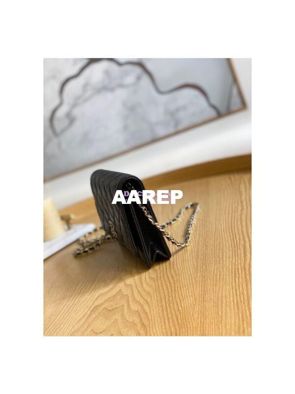 Replica Chanel Caviar Quilted Crystal CC Wallet On Chain WOC AP81201 Black 4