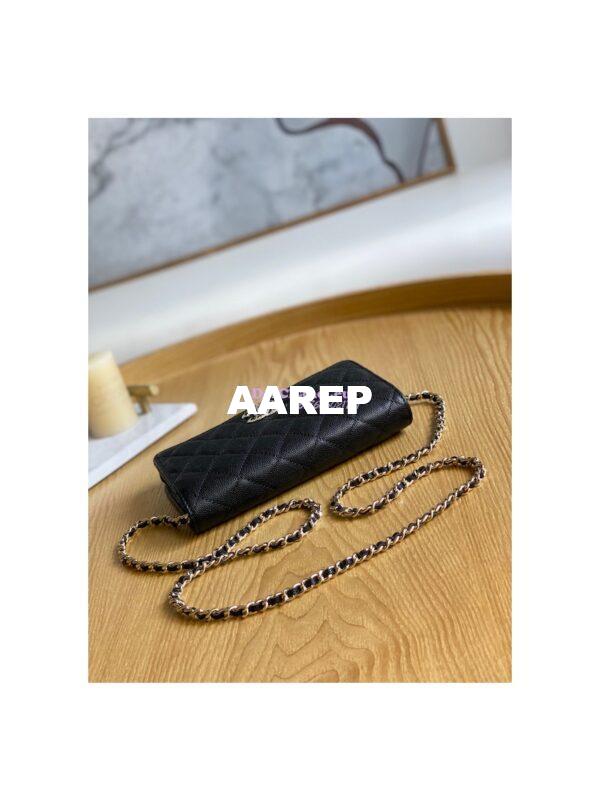Replica Chanel Caviar Quilted Crystal CC Wallet On Chain WOC AP81201 Black 6