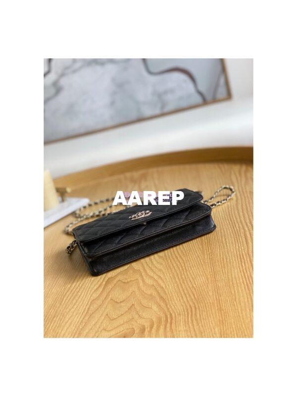 Replica Chanel Caviar Quilted Crystal CC Wallet On Chain WOC AP81201 Black 7