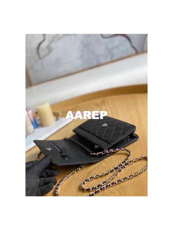 Replica Chanel Caviar Quilted Crystal CC Wallet On Chain WOC AP81201 Black 8