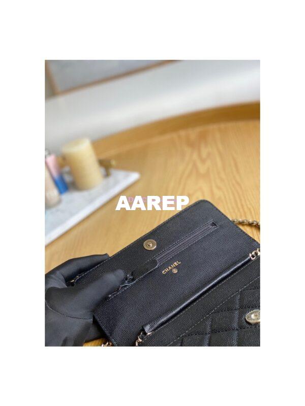 Replica Chanel Caviar Quilted Crystal CC Wallet On Chain WOC AP81201 Black 9
