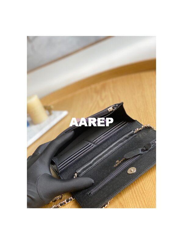 Replica Chanel Caviar Quilted Crystal CC Wallet On Chain WOC AP81201 Black 10