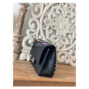 Replica Chanel Medium Classic Double Flap Bag Quilted Caviar Light Gold Hardware Black 2