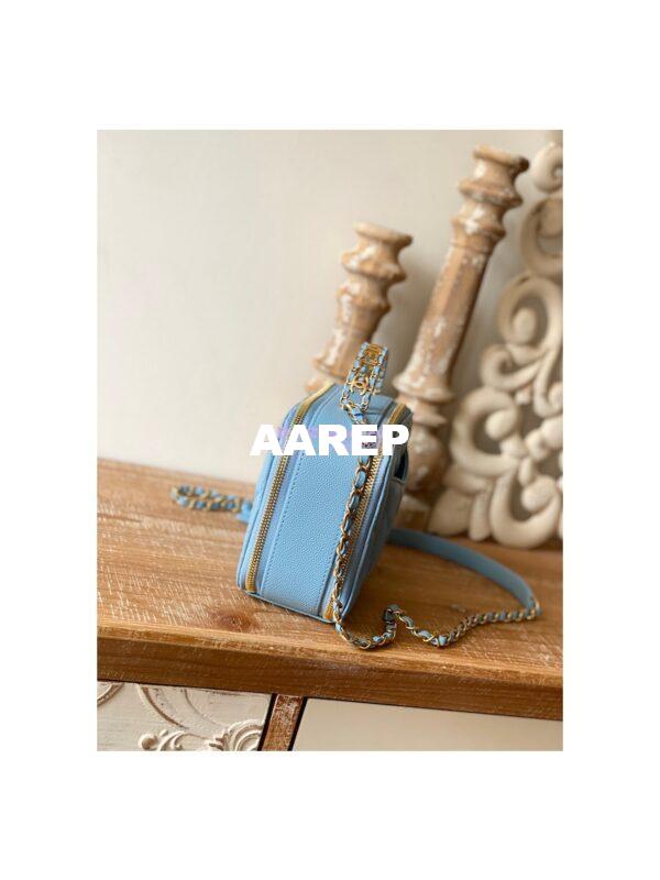 Replica Chanel 22SS Vanity Case Grained Calfskin AS3222 Sky Blue 2