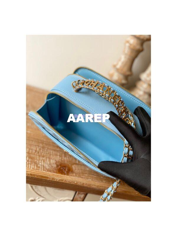 Replica Chanel 22SS Vanity Case Grained Calfskin AS3222 Sky Blue 5