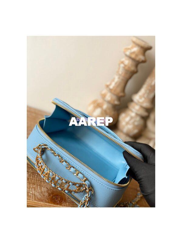 Replica Chanel 22SS Vanity Case Grained Calfskin AS3222 Sky Blue 6