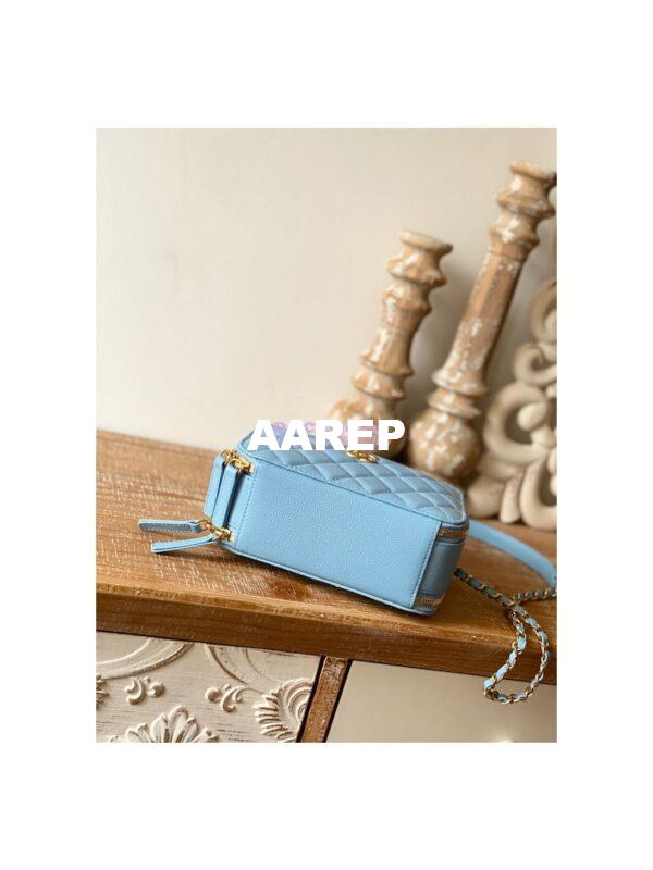 Replica Chanel 22SS Vanity Case Grained Calfskin AS3222 Sky Blue 8