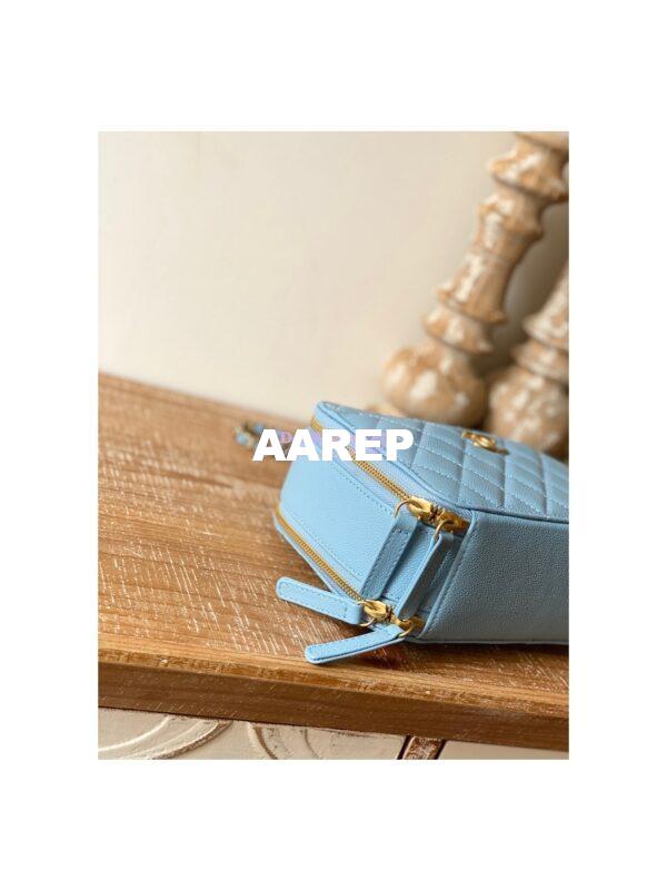 Replica Chanel 22SS Vanity Case Grained Calfskin AS3222 Sky Blue 9