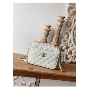 Replica Chanel 22SS Vanity Case Grained Calfskin AS3222 White