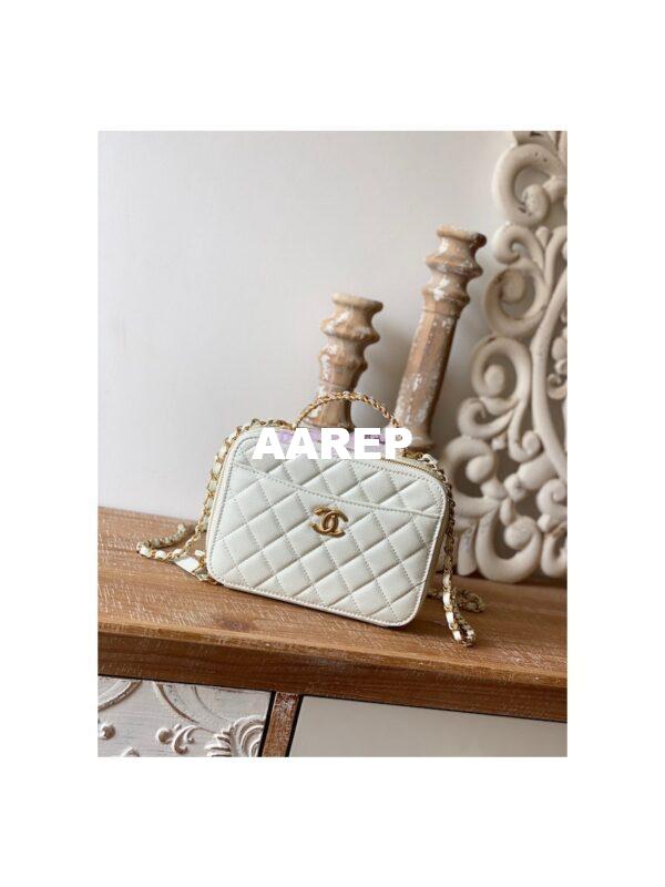 Replica Chanel 22SS Vanity Case Grained Calfskin AS3222 White