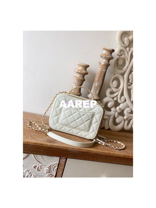 Replica Chanel 22SS Vanity Case Grained Calfskin AS3222 White 9