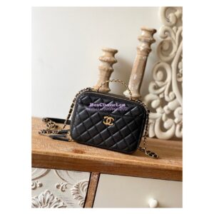 Replica Chanel 22SS Vanity Case Grained Calfskin AS3222 Black