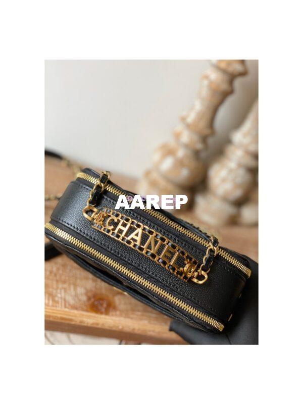 Replica Chanel 22SS Vanity Case Grained Calfskin AS3222 Black 4