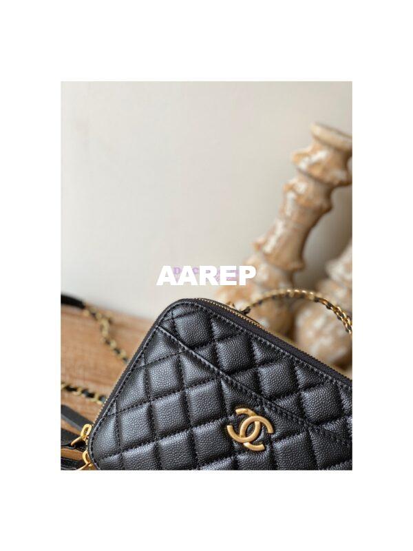 Replica Chanel 22SS Vanity Case Grained Calfskin AS3222 Black 5