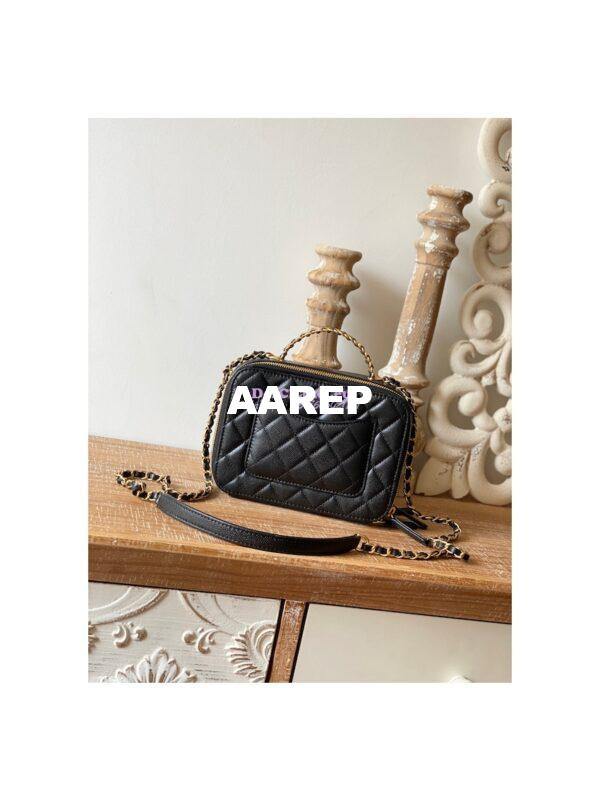 Replica Chanel 22SS Vanity Case Grained Calfskin AS3222 Black 8