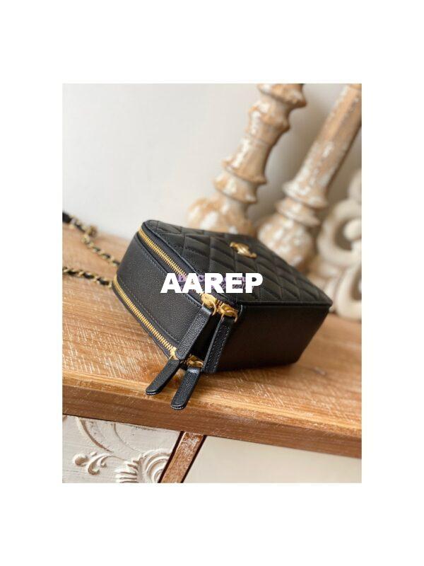 Replica Chanel 22SS Vanity Case Grained Calfskin AS3222 Black 9