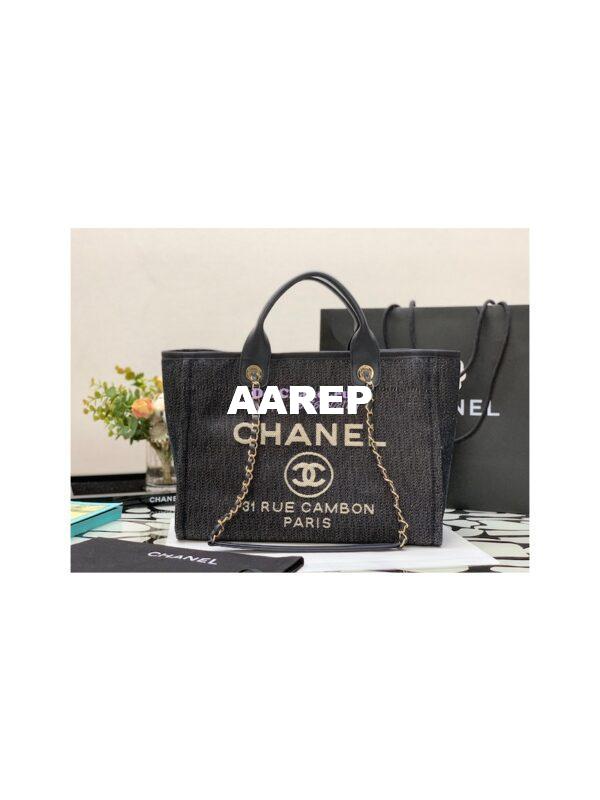 Replica Chanel Large Tote 2 in 1 Denim & Woolen Deauville Bag A66941 Denim Dark Blue 2