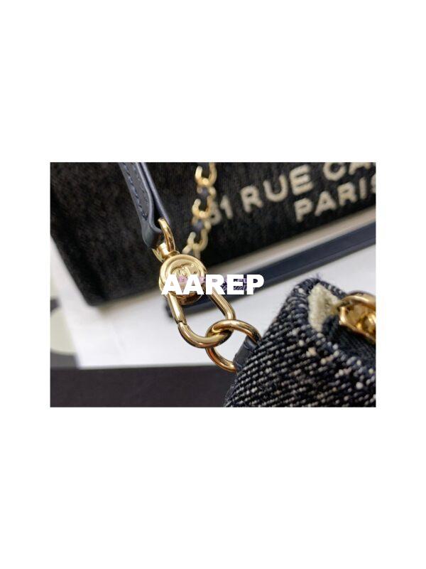 Replica Chanel Large Tote 2 in 1 Denim & Woolen Deauville Bag A66941 Denim Dark Blue 3
